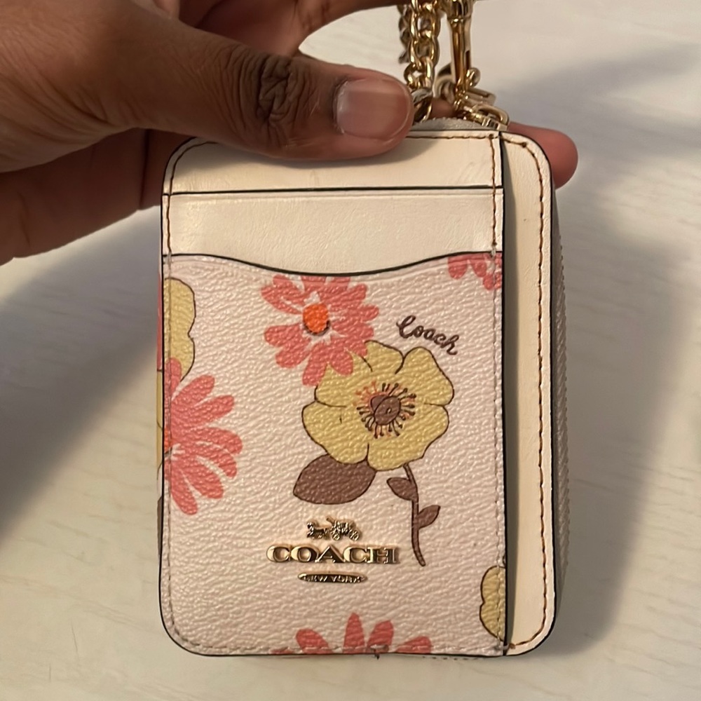 Zip Card Case In Signature Canvas With Nostalgic Ditsy Print